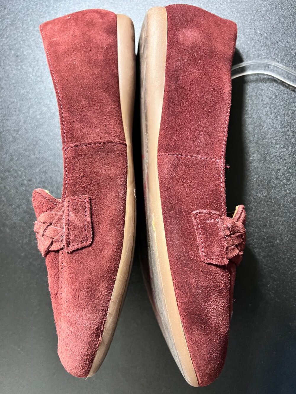 Born Burgundy Suede Braided Loafer Flats Comfort Slip On Shoes Size 8.5 - Picture 5 of 8